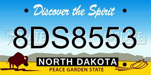 8DS8553 North Dakota License Plate