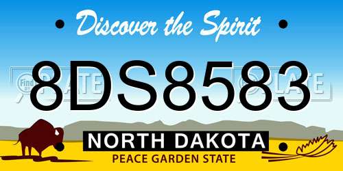 8DS8583 North Dakota License Plate