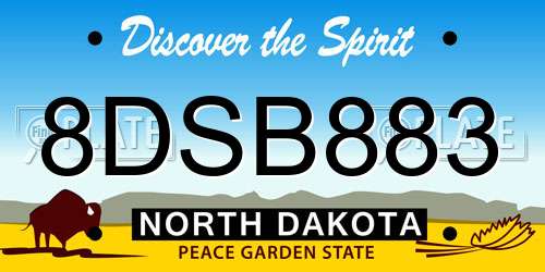 8DSB883 North Dakota License Plate