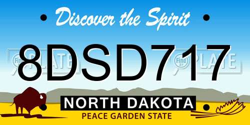 8DSD717 North Dakota License Plate