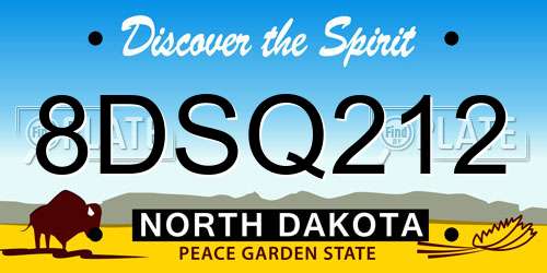 8DSQ212 North Dakota License Plate