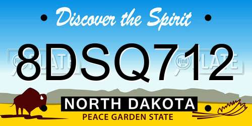 8DSQ712 North Dakota License Plate