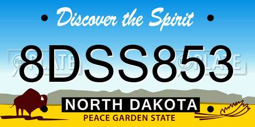 8DSS853 North Dakota License Plate