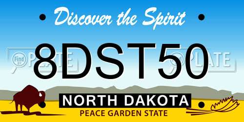8DST50 North Dakota License Plate