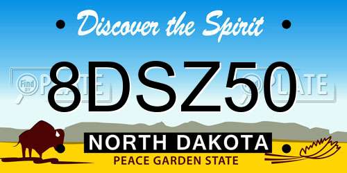 8DSZ50 North Dakota License Plate