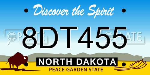 8DT455 North Dakota License Plate
