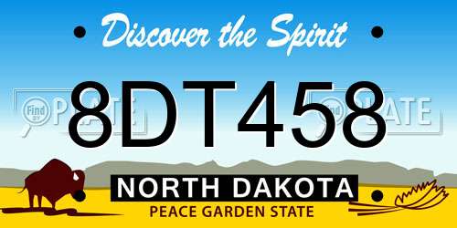 8DT458 North Dakota License Plate