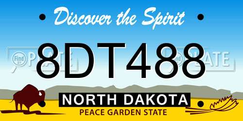 8DT488 North Dakota License Plate
