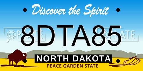 8DTA85 North Dakota License Plate