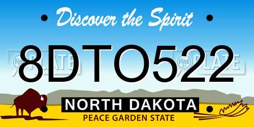 8DTO522 North Dakota License Plate