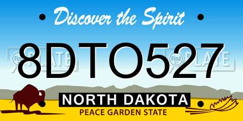 8DTO527 North Dakota License Plate