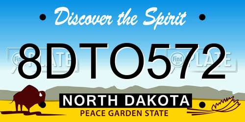 8DTO572 North Dakota License Plate