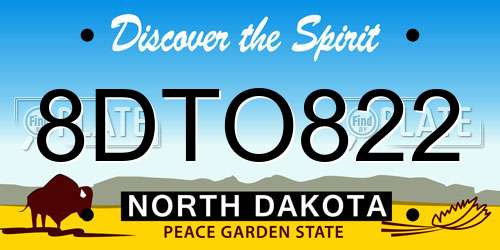 8DTO822 North Dakota License Plate