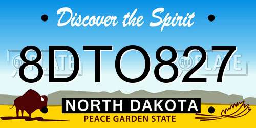 8DTO827 North Dakota License Plate