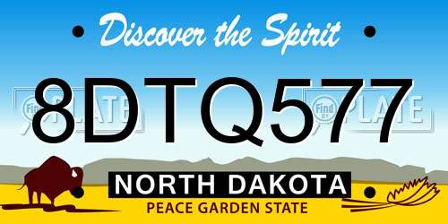 8DTQ577 North Dakota License Plate