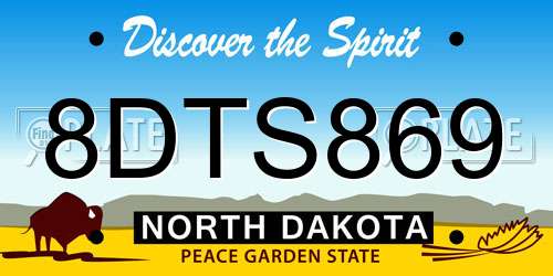 8DTS869 North Dakota License Plate