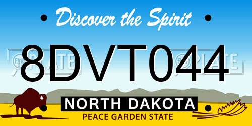 8DVT044 North Dakota License Plate