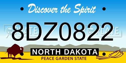8DZ0822 North Dakota License Plate