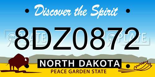 8DZ0872 North Dakota License Plate