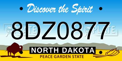8DZ0877 North Dakota License Plate