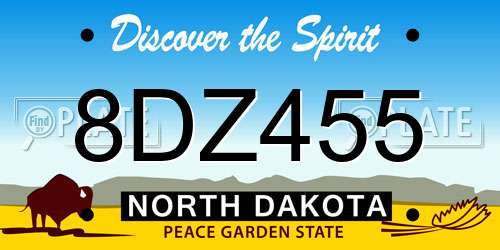 8DZ455 North Dakota License Plate