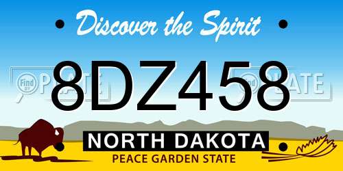8DZ458 North Dakota License Plate