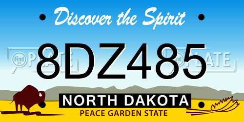 8DZ485 North Dakota License Plate