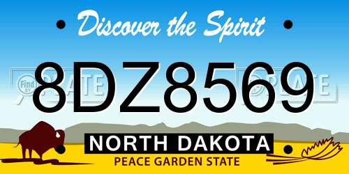 8DZ8569 North Dakota License Plate