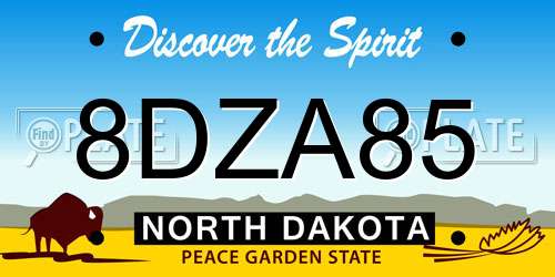 8DZA85 North Dakota License Plate