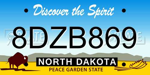 8DZB869 North Dakota License Plate