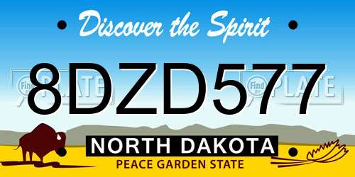 8DZD577 North Dakota License Plate