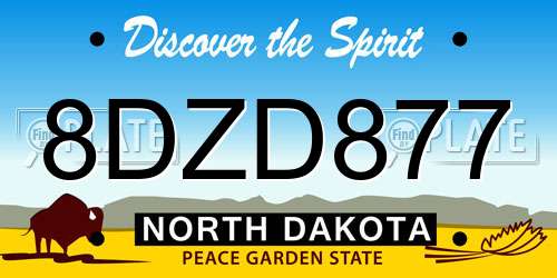 8DZD877 North Dakota License Plate