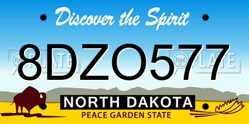 8DZO577 North Dakota License Plate