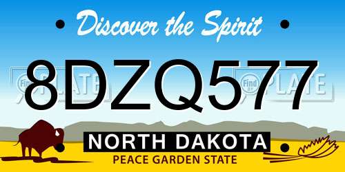 8DZQ577 North Dakota License Plate