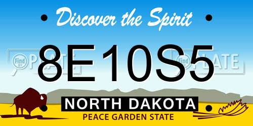8E10S5 North Dakota License Plate