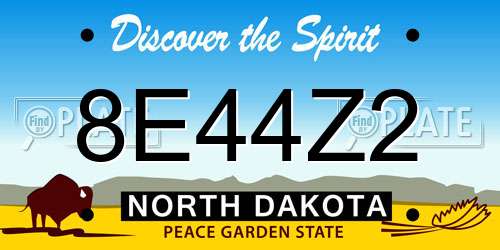 8E44Z2 North Dakota License Plate