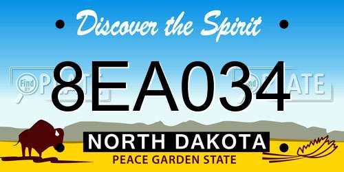 8EA034 North Dakota License Plate