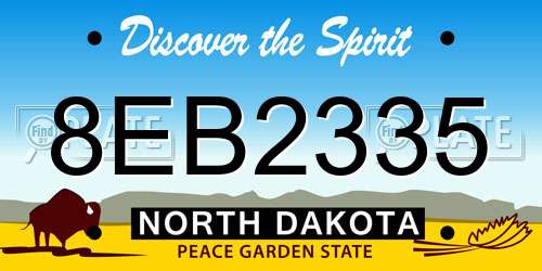 8EB2335 North Dakota License Plate