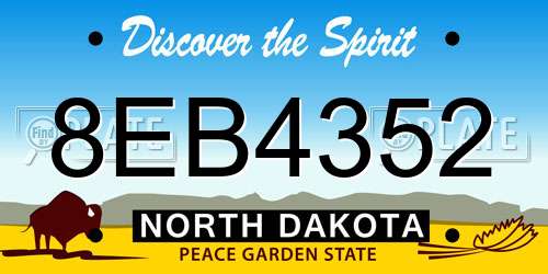 8EB4352 North Dakota License Plate