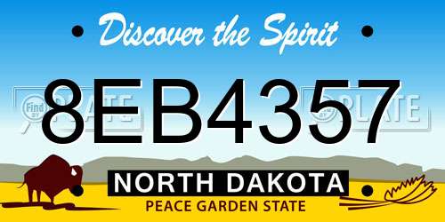 8EB4357 North Dakota License Plate