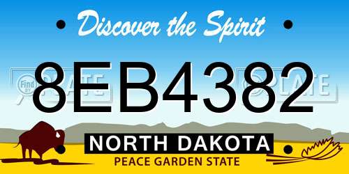 8EB4382 North Dakota License Plate