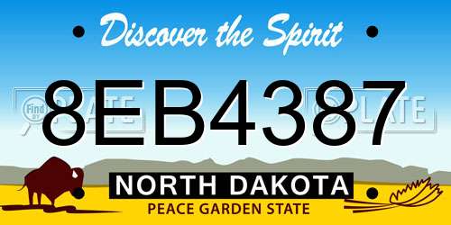 8EB4387 North Dakota License Plate