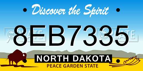 8EB7335 North Dakota License Plate