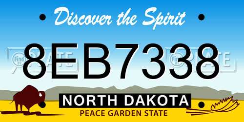 8EB7338 North Dakota License Plate