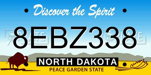 8EBZ338 North Dakota License Plate