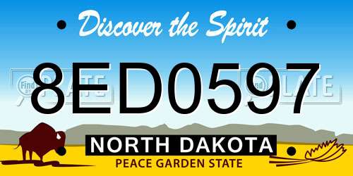 8ED0597 North Dakota License Plate