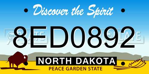 8ED0892 North Dakota License Plate