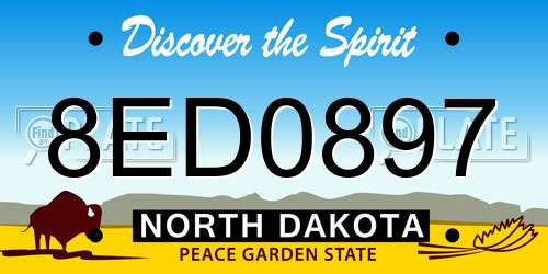 8ED0897 North Dakota License Plate