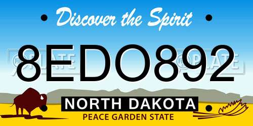 8EDO892 North Dakota License Plate