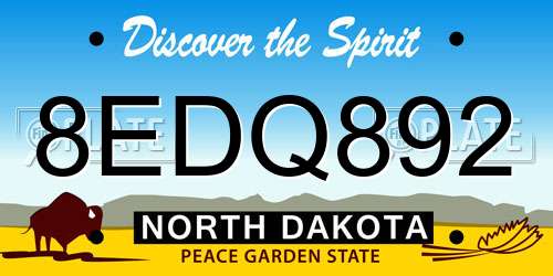 8EDQ892 North Dakota License Plate